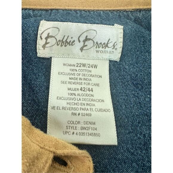 Bobbie Brooks Women’s denim embroidered watch button down shirt, size 22W/24W - Picture 2 of 7